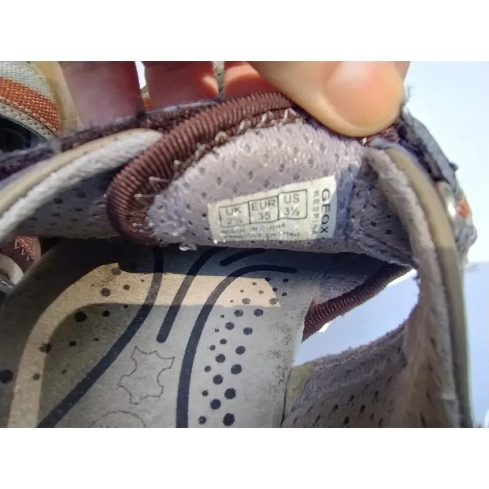 Geox KidsClosed Toe Sandals Mesh Summer Water Shoes Size 3.5 Brown/Orange